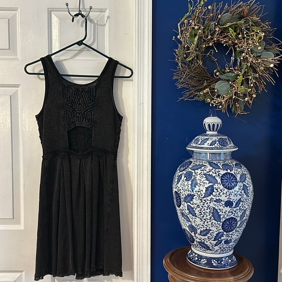 Women’s Free People Sassy Soutache Skater Grey Embellished Dress Size Medium - Picture 7 of 11